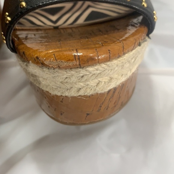 JESSICA Simpson Geno Cork look Platform Wedge Leather Studded Buckle Size 10B - Picture 10 of 12